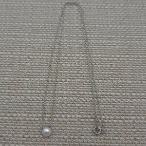 16 Inch Sterling Silver Small Pearl Tarnished Chain Necklace A1687